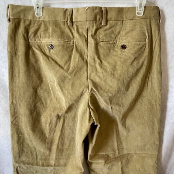 Lands’ End Mens Corduroy Pants Size 37 Beige Flat Front Relaxed Fit Straight Leg - Picture 5 of 15